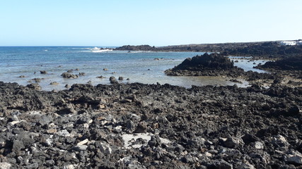 rocky coast of the sea lanzarote