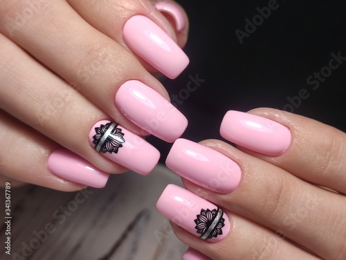 Εκτύπωση καμβά Christmas Nail art manicure. Winter Holiday style bright Manicure