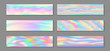 © SunwArt - Neon holo vivid flyer horizontal fluid gradient unicorn backgrounds vector set. Fantasy holography