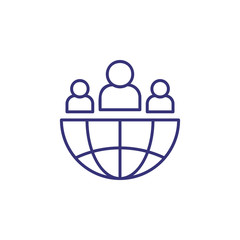 International community line icon. Globe, hemisphere, people, team. Global networking concept. Can be used for topics like multinational corporation, teamwork, communication