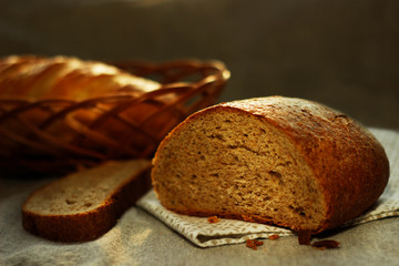 loaf of bread on wooden table