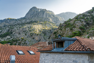 Sunny morning panoramic view of Kotor bay near old town, Montenegro.