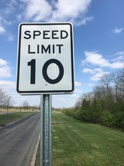 Speed Limit 10 Sign With Blue Sky