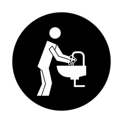 Wall Mural - human figure washing hands health pictogram block style