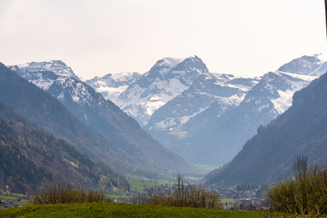  panorama of the mountains in the Glarus alps, Switzerland