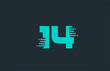 © dragomirescu - 14 blue number logo icon with line design for company and business