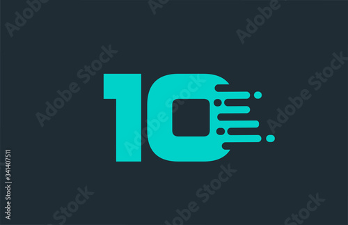Fotografía 10 ten blue number logo icon with line design for company and business