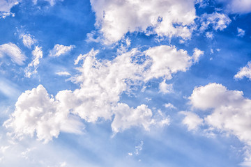 Wall Mural - Blue sky background. Beautiful sky with white clouds