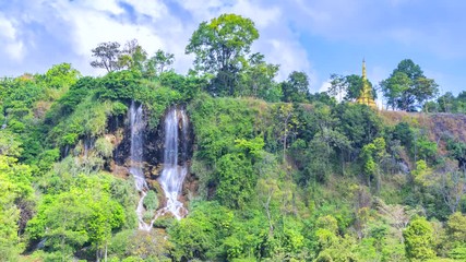 Sticker - 4K, Time lapse Tararak waterfall waterfall at Namtok Pha Charoen National Park at Measot Tak Province Thailand 