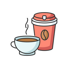 Sticker - Tea and coffee RGB color icon