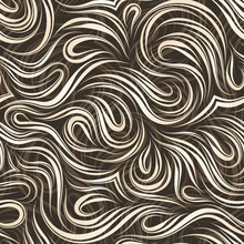 Seamless Vector Pattern Of Smooth Beige Flowing Lines With Gradients Cut In The Middle On A Brown Background. Texture Of Wood Fibers Or Waves. Decoration For Paper Fabrics Or Website Background. Textu