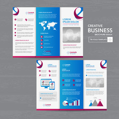 Fototapete - Tri fold Brochure Mock up Background abstract business Leaflet Flyer vector design presentation layout a4 size