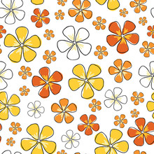 Sunny Floral, Seamless Vector Repeat Pattern Ditsy Print On White Background Surface Design