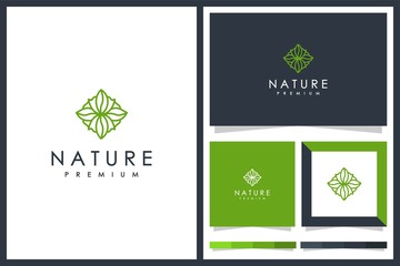 Wall Mural - natural leaf minimlais logo design