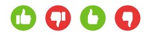 Thumb Up And Thumb Down. Flat Icons Like And Dislike. Yes And No. Isolated Vector Elements.