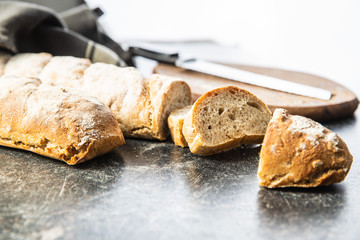 Fresh whole grain bread baguette.