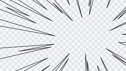 Wall Mural - abstract comic book flash explosion radial lines on transparent background. vector illustration supe