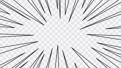 Wall Mural - abstract comic book flash explosion radial lines on transparent background. vector illustration supe
