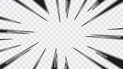 Wall Mural - abstract comic book flash explosion radial lines on transparent background. vector illustration supe