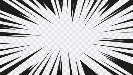 Wall Mural - abstract comic book flash explosion radial lines on transparent background. vector illustration supe