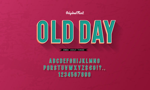 Vintage 3D Sans Serif Condensed Alphabet with Rich Colors. Retro Typography. Vector Illustration.