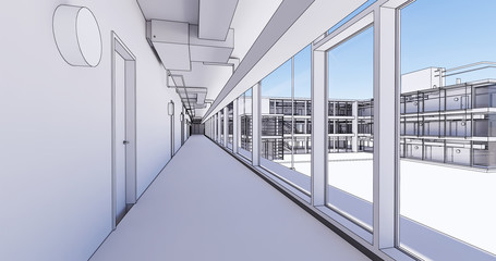 Fototapete - Concept visualization empty public space of business centre