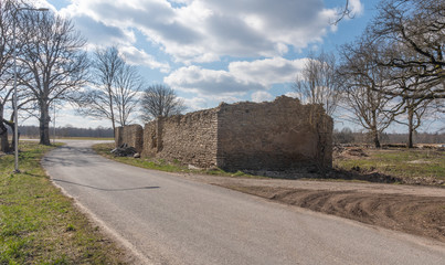 Canvas Print - ruins of manor in estonia