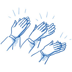 Wall Mural - Set of different clapping hands, concept for agreement and success. Hand drawn line art cartoon vector illustration.