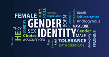 Gender Identity Word Cloud On A Blue Background
