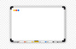 © SMUX - Whiteboard. Realistic Empty office white marker board. Whiteboard with marker pens and a sponge. Mock-up office white blackboard. Office Whiteboard template