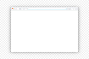 Fototapete - Flat design internet browser template on the transparent background. Simple Browser window. Web template window screen mockup. Interface web Browser, Internet empty page for web.