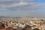 Fototapeta Miasto - View of Barcelona from Montjuic on a sunny day, Catalonia, Spain