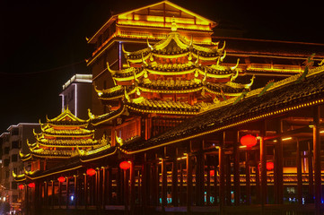 Sticker - chinese temple at night