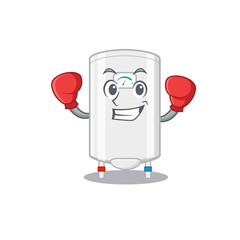 Sticker - A sporty boxing athlete mascot design of gas water heater with red boxing gloves