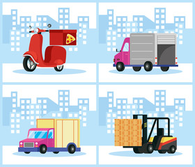 Wall Mural - set transports delivery service icons