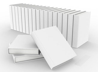 Poster - template empty book mockup set white background , 3d rendering	
