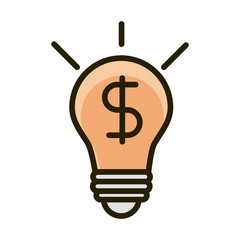 Canvas Print - bulb light money business financial investing line and fill icon