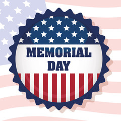 Wall Mural - Memorial Day celebration with usa flag circular frame