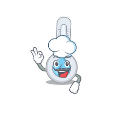 Wall Mural - Cold thermometer chef cartoon design style wearing white hat