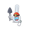 © kongvector - Cold thermometer miner cartoon design concept with tool and helmet