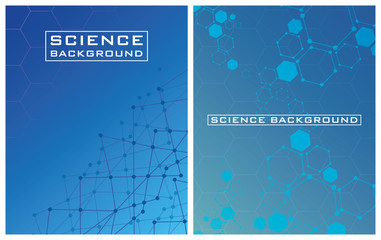 Wall Mural - two blues colors science backgrounds with lines structures