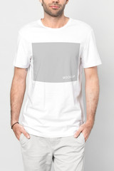 Wall Mural - Slim man in a white t-shirt mockup