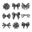 © klerik78 - Collection of decorative black bows. Funeral procession decor isolated on white background