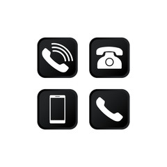 Poster - Set of communication icons. Phone, smartphone, mobile phone circle in modern color design concept on isolated white background for applications, web, app. EPS 10 vector.