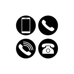 Poster - Set of communication icons. Phone, smartphone, mobile phone circle in modern color design concept on isolated white background for applications, web, app. EPS 10 vector.
