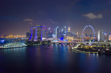 Wall Mural - SINGAPORE - FEBRUARY 2: Aerial drone view of Singapore business district and city, Business and financial district Modern building in the city center of Singapore on February 2, 2020 in Singapore.