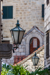 Wall Mural - Lantern in the historic centre of Omis town, Croatia