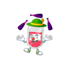 Sticker - mascot cartoon style of bag of blood playing Juggling on stage