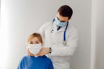 Doctor examines the patient . Medicine and health care concept.