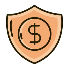 Canvas Print - shield protection money business financial investing line and fill icon